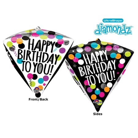ANAGRAM 17 in. Happy Birthday Diamondz Foil Balloon Black & White 85071